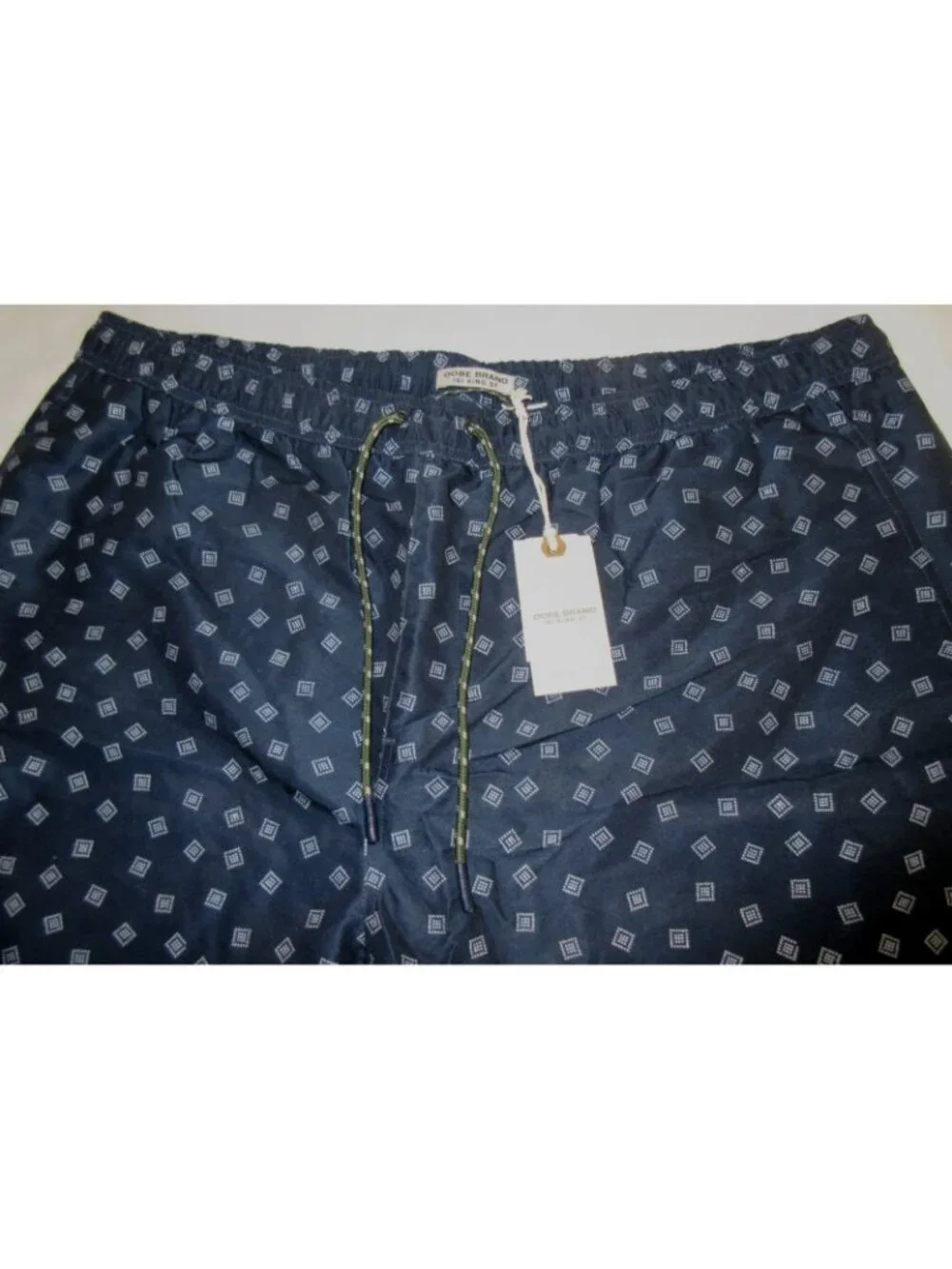 Oobe Brand Men's Kona Swim Trunks Navy Blue White Dotted Squares Sizes NWT